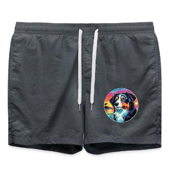 Karpaten-Schäferhund-Rasse Bunte Karikatur Wat - Badeshorts - Anthrazit - Vorne - AI Model Male 185 light (185cm)