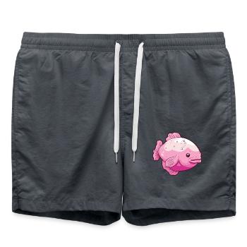 Blobfish-Karikatur Kawaii-Aquarellillustration - Badeshorts - Anthrazit - Vorne - AI Model Male 185 light (185cm)