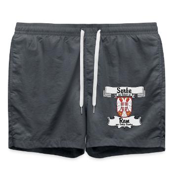 Serb by birth. Rome by the grace of God. - Swim Trunks - anthracite - Front - AI Model Male 185 light (185cm)