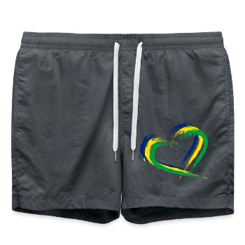 Herz Bürste Flagge Brasilien Fahne Farben Vektor - Badeshorts - Anthrazit - Vorne - AI Model Male 185 light (185cm)