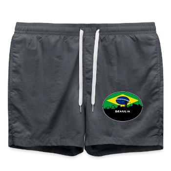 Brasilia Brasilien Flagge Skyline Silhouette Reisen - Badeshorts - Anthrazit - Vorne - AI Model Male 185 light (185cm)