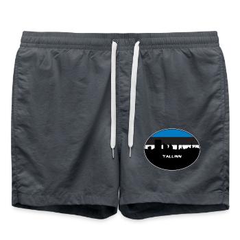 Tallinn Estland Flagge Skyline Silhouette Reisen - Badeshorts - Anthrazit - Vorne - AI Model Male 185 light (185cm)