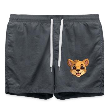 Baby-Katze-Cartoon-Aquarell-Illustration - Badeshorts - Anthrazit - Vorne - AI Model Male 185 light (185cm)