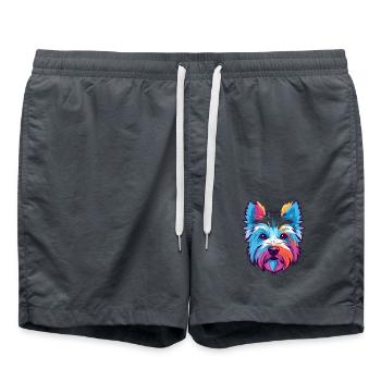 West Highland White Terrier Hunderasse Aquarell C - Badeshorts - Anthrazit - Vorne - AI Model Male 185 light (185cm)