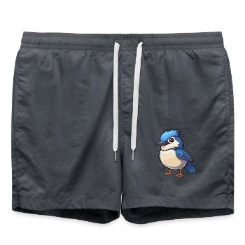 Jay Vogel Niedliche Karikatur Kawaii Aquarell Tier Haustier - Badeshorts - Anthrazit - Vorne - AI Model Male 185 light (185cm)