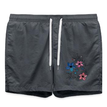 Blumenranke, Ornament - Badeshorts - Anthrazit - Vorne - AI Model Male 185 light (185cm)