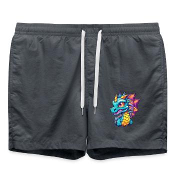 Drache Buntes Aquarell Cartoon Kawaii Tier - Badeshorts - Anthrazit - Vorne - AI Model Male 185 light (185cm)
