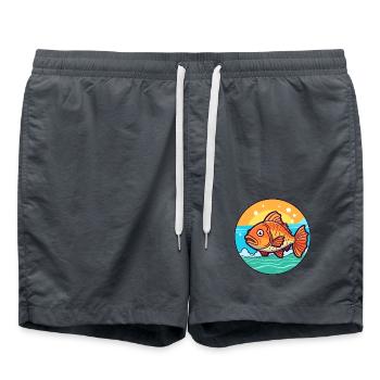 Fisch Aquarell Karikatur Kawaii Clipart Tier - Badeshorts - Anthrazit - Vorne - AI Model Male 185 light (185cm)