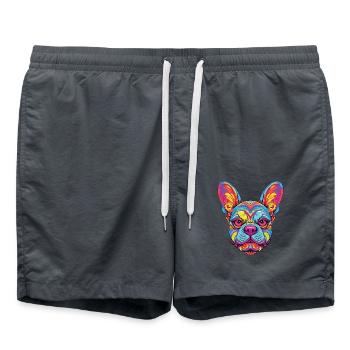 Bunter Hund Buntes Aquarell Tier Cartoon - Badeshorts - Anthrazit - Vorne - AI Model Male 185 light (185cm)