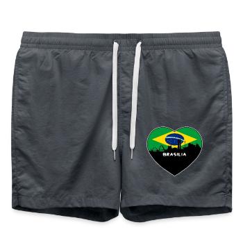Brasilia Brasilien Flagge Skyline Reise Souvenir - Badeshorts - Anthrazit - Vorne - AI Model Male 185 light (185cm)