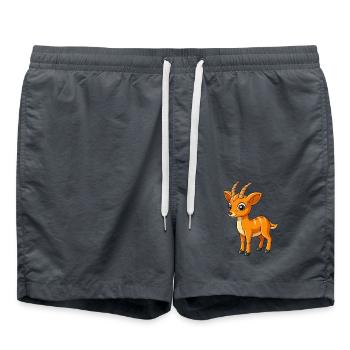 Antelope Cute Mascot Cartoon Character Kawaii - Swim Trunks - anthracite - Front - AI Model Male 185 light (185cm)