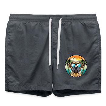 Englische Dogge Hund Rasse Cartoon Sonnenbrille Strand - Badeshorts - Anthrazit - Vorne - AI Model Male 185 light (185cm)