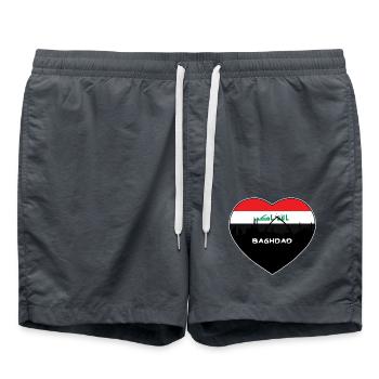 Bagdad Irak Flagge Skyline Reise Souvenir - Badeshorts - Anthrazit - Vorne - AI Model Male 185 light (185cm)