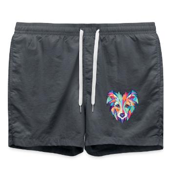 Chinesische Schopfhunderasse Aquarell-Illustration - Badeshorts - Anthrazit - Vorne - AI Model Male 185 light (185cm)
