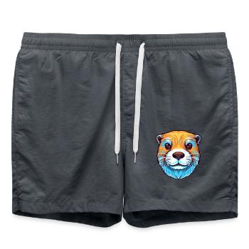 Otter buntes Aquarell Karikatur Kawaii Tier - Badeshorts - Anthrazit - Vorne - AI Model Male 185 light (185cm)