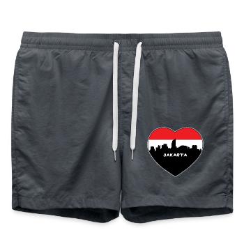 Jakarta Indonesien Flagge Skyline Reise Souvenir - Badeshorts - Anthrazit - Vorne - AI Model Male 185 light (185cm)