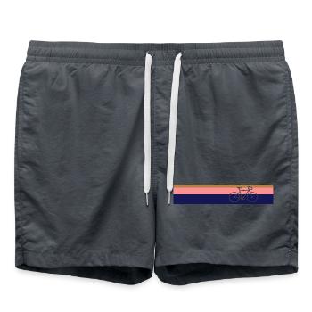Rennrad - Retro - 3 farbiger Hintergrund - Badeshorts - Anthrazit - Vorne - AI Model Male 185 light (185cm)