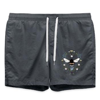 Hummel Blüten Biene - Badeshorts - Anthrazit - Vorne - AI Model Male 185 light (185cm)