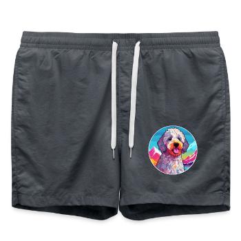 Spanischer Wasserhund Rasse Cartoon Kawaii Aquarell - Badeshorts - Anthrazit - Vorne - AI Model Male 185 light (185cm)