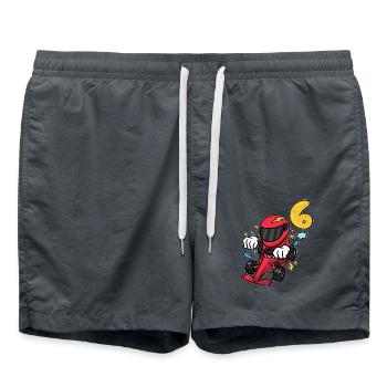 Flinker Kartpilot Geburtstagsparty - Badeshorts - Anthrazit - Vorne - AI Model Male 185 light (185cm)