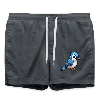 Blauer Eichelhäher Niedliche Karikatur Kawaii Aquarell Tier Haustier - Badeshorts - Anthrazit - Vorne - AI Model Male 185 light (185cm)