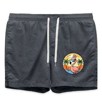 Flamingo Lustige Cartoon Sommer Strand Sonnenbrille - Badeshorts - Anthrazit - Vorne - AI Model Male 185 light (185cm)