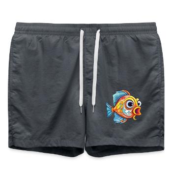 Fisch Buntes Aquarell Cartoon Kawaii Tier - Badeshorts - Anthrazit - Vorne - AI Model Male 185 light (185cm)