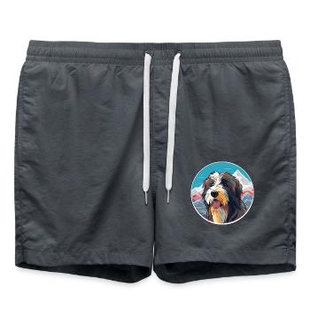 Rumänischer Schäferhund Hund Rasse Cartoon Kawaii Waterco - Badeshorts - Anthrazit - Vorne - AI Model Male 185 light (185cm)