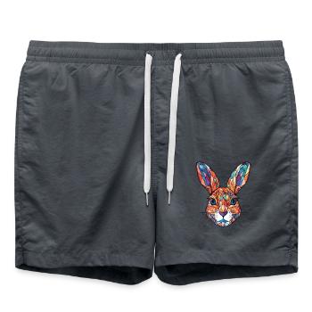 Hase Kaninchen Buntes Aquarell Tier Haustier Karikatur - Badeshorts - Anthrazit - Vorne - AI Model Male 185 light (185cm)