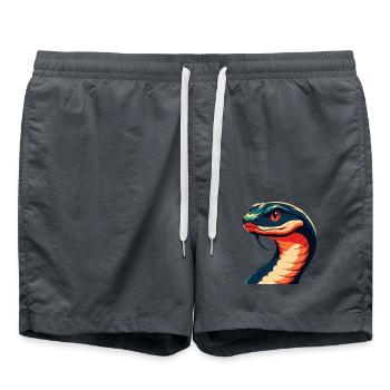 Schlange Cartoon Figur Buntes Haustier Tier - Badeshorts - Anthrazit - Vorne - AI Model Male 185 light (185cm)