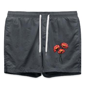Mohnblumen - Badeshorts - Anthrazit - Vorne - AI Model Male 185 light (185cm)