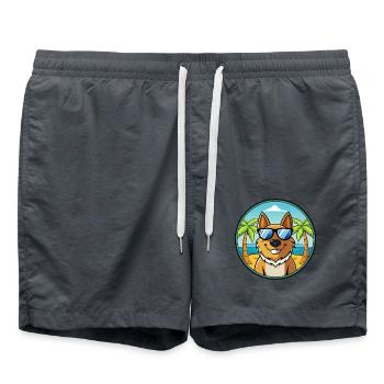 Karst Schäferhund Hunderasse Cartoon Sonnenbrille Strand - Badeshorts - Anthrazit - Vorne - AI Model Male 185 light (185cm)