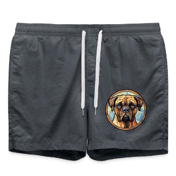 Bullmastiff Hunderasse Aquarellglas - Badeshorts - Anthrazit - Vorne - AI Model Male 185 light (185cm)