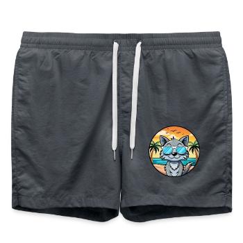 Australian Mist Cat Breed Cartoon Sunglasses Beach - Swim Trunks - anthracite - Front - AI Model Male 185 light (185cm)