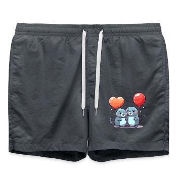 Robben Kawaii Cartoon Haustier spielt mit Luftballons - Badeshorts - Anthrazit - Vorne - AI Model Male 185 light (185cm)