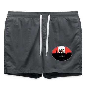 Lima-Peru-Flaggen-Skyline-Schattenbild-Reise - Badeshorts - Anthrazit - Vorne - AI Model Male 185 light (185cm)