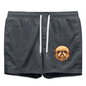 Pekinesische Hunderasse Cartoon Kawaii Illustration - Badeshorts - Anthrazit - Vorne - AI Model Male 185 light (185cm)