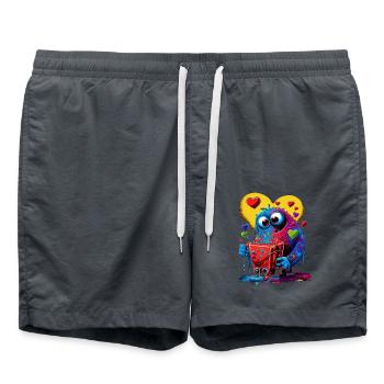 Süsses Herz Monster - Badeshorts - Anthrazit - Vorne - AI Model Male 185 light (185cm)