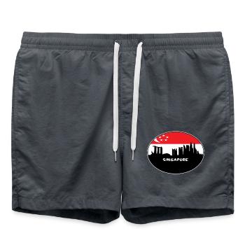 Singapur Singapur-Flaggen-Skyline-Schattenbild-Reise - Badeshorts - Anthrazit - Vorne - AI Model Male 185 light (185cm)