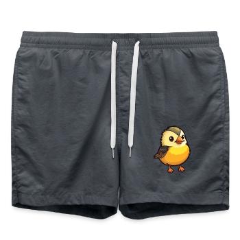 Meise Vogel Karikatur Kawaii Aquarell Illustration - Badeshorts - Anthrazit - Vorne - AI Model Male 185 light (185cm)