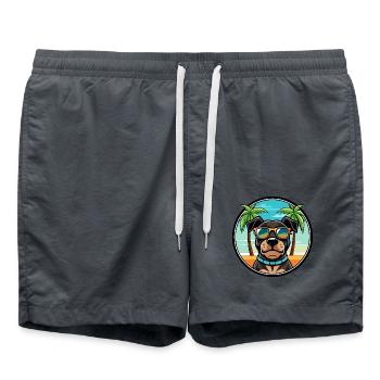 Rottweiler Chien Race Dessin Animé Lunettes De Soleil Plage - Short de bain - charbon - Devant - AI Model Male 185 light (185cm)
