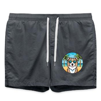 Catalan Sheepdog Breed Cartoon Sunglasses Beach - Swim Trunks - anthracite - Front - AI Model Male 185 light (185cm)