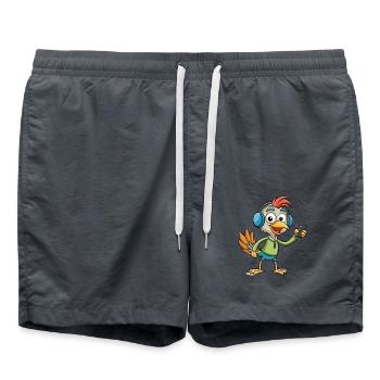 Ostrich Funny Cartoon Character Headphone Music - Swim Trunks - anthracite - Front - AI Model Male 185 light (185cm)