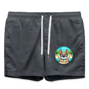 Chien Francais Dog Breed Cartoon Sunglasses Beach - Swim Trunks - anthracite - Front - AI Model Male 185 light (185cm)