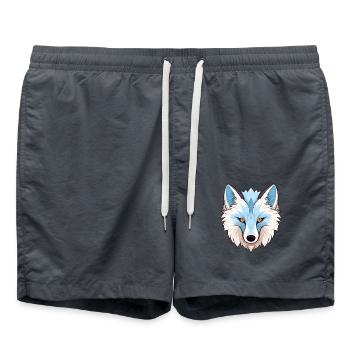 Arktisfuchs Bunte Aquarell-Karikatur Kawaii Anim - Badeshorts - Anthrazit - Vorne - AI Model Male 185 light (185cm)