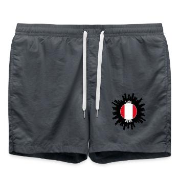 Lima Skyline Peru Flagge Reisesouvenir - Badeshorts - Anthrazit - Vorne - AI Model Male 185 light (185cm)