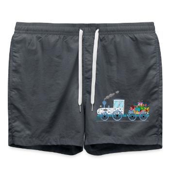 Children's train railway with trailer white - Swim Trunks - anthracite - Front - AI Model Male 185 light (185cm)