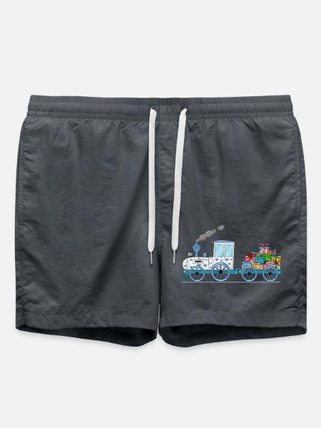 Kinderzug Eisenbahn mit Anhänger weiß - Badeshorts - Anthrazit