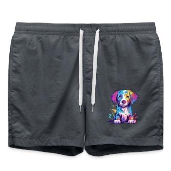 Hund Buntes Aquarell Cartoon Kawaii Tier - Badeshorts - Anthrazit - Vorne - AI Model Male 185 light (185cm)