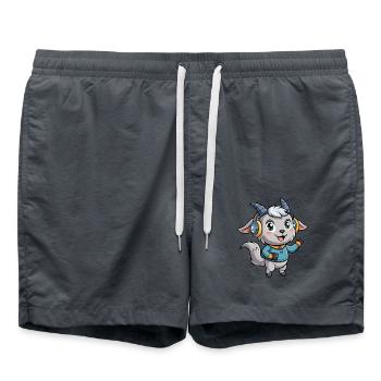 Goat Funny Cartoon Character Headphone Music - Swim Trunks - anthracite - Front - AI Model Male 185 light (185cm)
